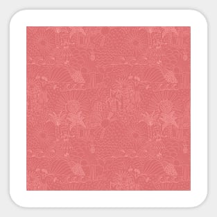 Polynesian Scenery Pink Sticker